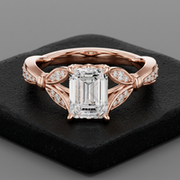 Anillo de Compromiso y Boda de Lujo con Diamante Cultivado en Laboratorio, Corte Esmeralda, E VVS2, Certificado IGI, Oro Sólido de 14K, Unisex, Aniversario Natural