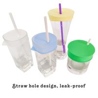 Couvre-gobelet en silicone pour mini-gobelet, avec impression de logo, couvercles en verre avec trou pour paille