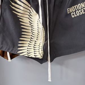Shorts décontractés amples pour hommes de qualité supérieure, style streetwear vintage, avec poches et imprimé lettres et ailes, collection Mixed Emotions - Product Image 6