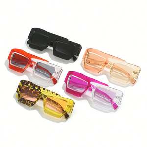 Gafas de Sol Personalizadas con Logotipo, Gafas de Sol Cuadradas Irregulares de Doble Color Retro para Mujer, Protección UV400, Color Morado y Rosa - Product Image 3