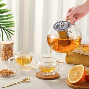Tetera de Vidrio con Infusor Extraíble de Acero Inoxidable, Tetera de Borosilicato de 35oz/1000ml, Juego de Regalo para Preparar Té para <span class=keywords><strong>Mujeres</strong></span> - Product Image 4