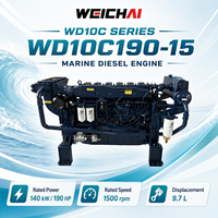 Moteur diesel marin WEICHAI WD10C190-15 190HP 140kW 1500RPM refroidi par eau, 6 cylindres, pour bateau de pêche, bateau de transport et remorqueur
