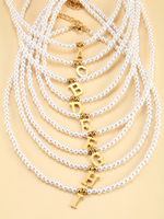 Collar con colgante de inicial de acero inoxidable, perlas simuladas, collares de cuentas con nombre DIY, gargantilla de moda para mujer, joyería, aniversarios