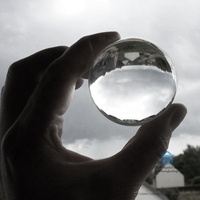 CH magnifique boule de photographie en cristal 3D, gravure laser, boules en verre transparentes, ornements avec base mentale