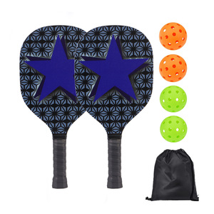 Juego de Palas de Pickleball, 10 Pelotas, Bolsa de Malla, Agarre Antideslizante, Forma Estándar, Diseño Moderno, para Adultos y Niños, 16 mm, Portátil, Tipo Panal de Abeja - Product Image 4