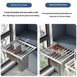 Sèche-linge en métal intégré Porte-pantalon <span class=keywords><strong>coulissant</strong></span> Balcon Sèche-linge Glissière cachée Garde-robe Stockage Invisible Sèche-linge Rack pour le lavage - Product Image 3