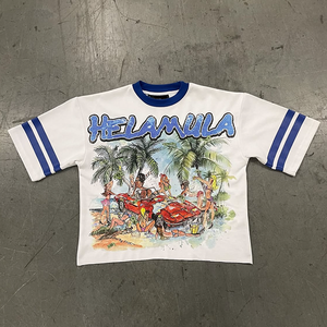 Streetwear Homme 100% Coton Caractère lourd T-shirt imprimé Épaule tombante Vintage Surdimensionné Boxy Respirant Écologique - Product Image 1