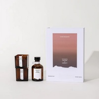 Boîte-cadeau de bougie de soja en bocal de verre carré brun avec logo personnalisé bougie parfumée de soja de marque privée de luxe