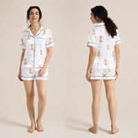 Ensemble 2 pièces en satin de soie personnalisé pour femme, taille plus, taille élastique, décontracté, manches courtes, respirant, séchage rapide, pyjama d'été