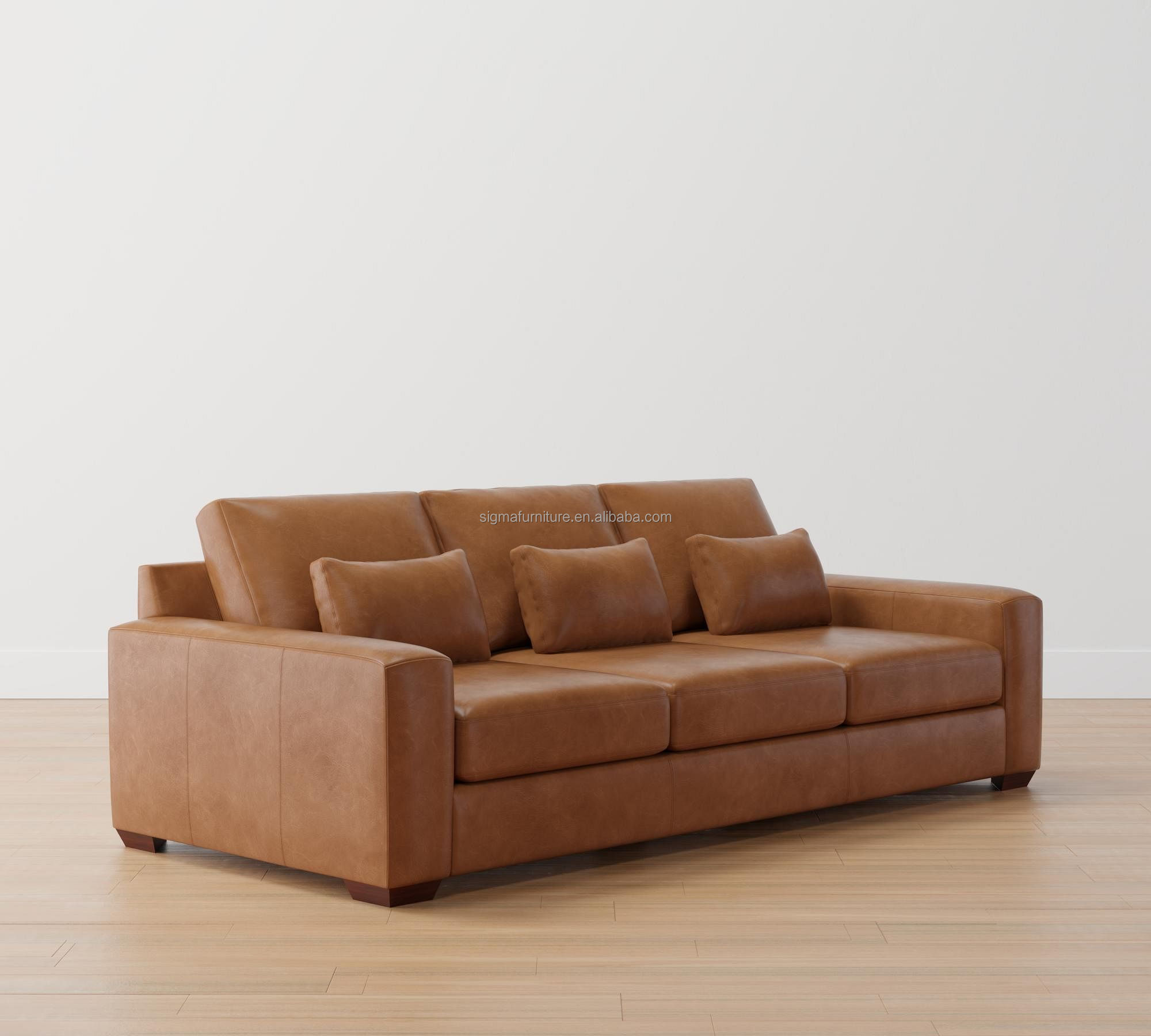 Made in China leather couch new design living home luxury square arm deep seat sofa set