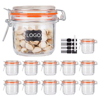 Family Essential 7oz 16oz Joint en caoutchouc anti-fuite Pot de stockage en verre avec couvercles hermétiques Conteneurs de stockage Bouche large