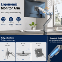Support d'écran Zeno pour bureau, support ergonomique réglable en hauteur pour moniteur d'ordinateur de 17 à 32 pouces