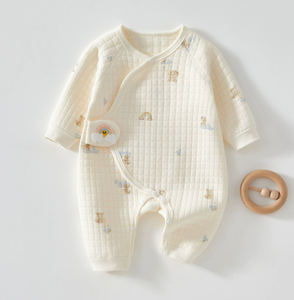 Vêtements pour bébés nouveau-nés, automne-hiver, combinaison chaude en coton 100% classe A, barboteuse sans coutures à bretelles pour nouveau-nés de 0 à 3 mois - Product Image 2