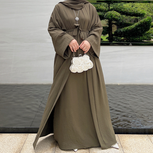 Fabricant de vêtements, ensemble abaya personnalisé pour femmes musulmanes, 2 pièces, robe longue en polyester uni, kimono cardigan, vêtements islamiques - Product Image 6