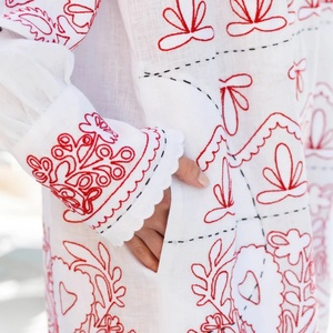 Vestido de Lino y Algodón Personalizable a la Moda, Cuello Camisero, Casual, Holgado, Manga Larga, Midi, para Mujer - Product Image 4