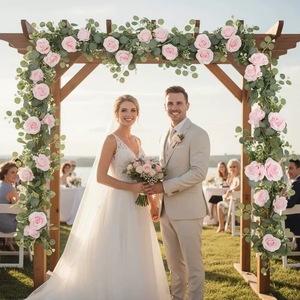 Guirnaldas de Rosas Artificiales de Seda Rosa Claro de 100cm y 200cm, Decoración Colgante para Bodas, Guirnaldas Florales para Interiores - Product Image 3
