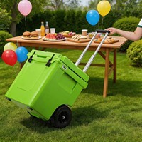 Glacière isotherme rotomoulée en PE, double compartiment, 45QT, avec roues, panneau solaire, écologique, portable, logo personnalisé, pour aliments