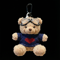 Vente en gros de porte-clés lumineux en peluche ours de dessin animé créatif, design anime portable, pendentif pour sac d'étudiant, poupée de machine à griffes, ours en peluche