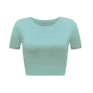 महिलाओं के लिए कैज़ुअल ब्लैंक कॉटन स्ट्रेच राउंड नेक बेबी टी-शर्ट स्लिम फिट लिबास कस्टम उच्च गुणवत्ता वाली छोटी आस्तीन वाली टी-शर्ट
