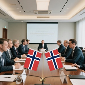 Patrón de bandera noruega Bandera de mesa 14X21cm Diseño de doble cara Rojo Azul Blanco Color clásico Decoración de escritorio de oficina - Product Image 4