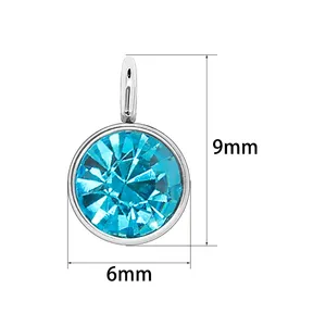 Grosir liontin jimat kecil batu kelahiran 6mm besi tahan karat berlapis emas perak untuk Aksesori kalung wanita - Product Image 2