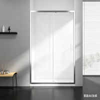 Porte de douche élégante en verre coulissant chromé, style sans cadre, écran en verre trempé de sécurité pour condo et maison de luxe