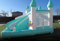 Piscine gonflable bleue de toboggan de rebond sur le thème du macaron combiné de toboggan de videur avec le ventilateur