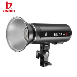 JINBEI ไฟแฟลชกล้องแบบพกพา,ความละเอียด HD 200 PRO 1/8000 HSS พร้อมแบตเตอรี่ไฟสปีดไลท์ถ่ายภาพขนาด200W