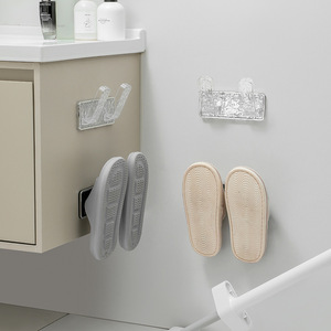 Support mural pour pantoufles de salle de bain, à ventouse, en plastique, pour rangement de toilettes et étagère de cuisine - Product Image 1
