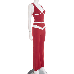 Viviblook Q25ST413 Conjunto de yoga para mujer, chaleco sin mangas y pantalones deportivos largos, conjunto informal de dos piezas - Product Image 3