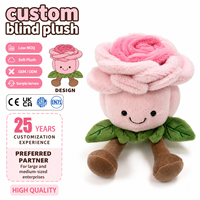 Peluche rose mignonne en forme de rose, fleur brodée en polyester et coton PP, cadeau d'anniversaire