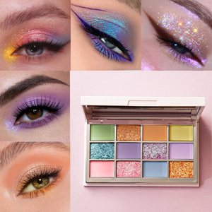 Plastic 12 Colorful Matte Duochrome <strong>Highly</strong> Pigmented Soft Creamy Easy to Wear Glitter Shimmer <strong>Rainbow</strong> Bright Powder Eye <strong>Shadow</strong> - Product Image 5