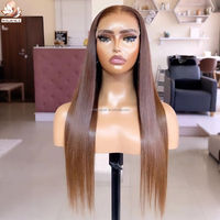 Perruque Lace Front 20 pouces, brune, ultra-lisse, sans colle, avec closure HD 5x5, cheveux humains vietnamiens bruts alignés sur les cuticules, prête à porter