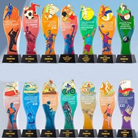 Nouveau Design Or Métal Basketball Badminton Compétitions Sportives Crystal Glass Awards Trophy