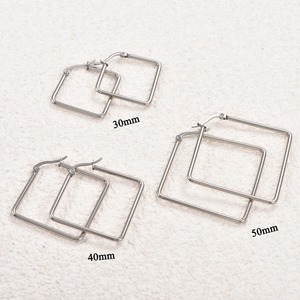 Boucles d'oreilles créoles oversize tendance en acier inoxydable, forme géométrique hexagonale lisse, bijoux d'oreille carrés irréguliers, cadeau pour femme - Product Image 3