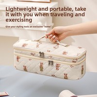 Tas Penyimpanan Perjalanan Portabel Multifungsi Kapasitas Besar Bahan Handuk Modern untuk Pengering Rambut dan Makeup, Kelas Atas