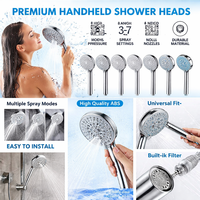 Cabezal de Ducha Manual de Alta Presión con Conexión sin Herramientas, Plástico ABS Cromado, Diseño Antiobstrucción, Ahorro de Agua, Rociador Único, Ideal para Apartamentos