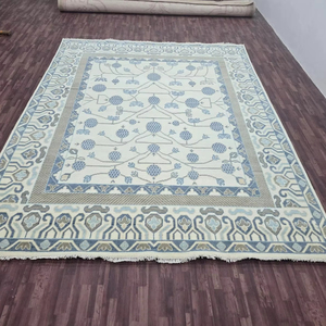 Utilisation à la maison et à l'exercice pour la main moderne 5x8 6x9 10x12 tapis en laine bleu clair Oushak Design taille personnalisable - Product Image 1