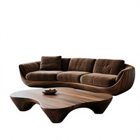 Canapé sectionnel Timberight de style nordique, luxe léger, en bois massif, tissu amovible et lavable, rembourrage en éponge haute densité, pour salon