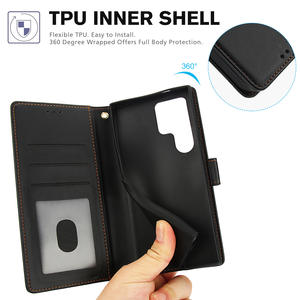 Funda de teléfono con ranura para múltiples tarjetas de cuero de lujo para <span class=keywords><strong>Samsung</strong></span> <span class=keywords><strong>Galaxy</strong></span> S25 Ultra S24 S23 <span class=keywords><strong>Book</strong></span> Stand Back Cover - Product Image 6