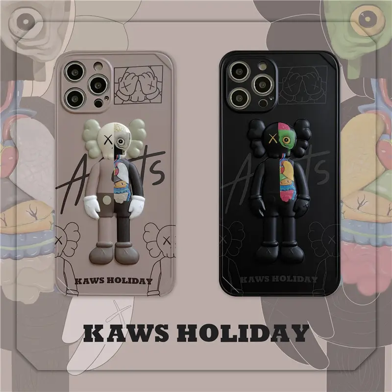 Cartoon 3d stereo kaws bear design phone case for iphone Xr Xs 11 12 13 14 Pro Max Cell Cover