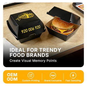 Disposable Hinged Lid Paper Burger <b>Boxes</b> Clamshell Take Out Food <b>Containers</b> <b>Boxes</b> for Desserts Serve Sliders Sandwich - Product Image 1