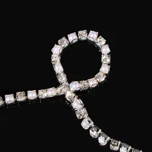 Wholesale Body Chain Rhinestone 3mm Pearl Water Diamond Claw Chain For Clothing Shoe Accessories Diy Accessories