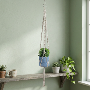 Colgador de Macramé Rectangular de Algodón Bohemio, Hecho a Mano, de 2 Niveles, para Plantas, Decoración del Hogar y Sala de Estar - Product Image 2
