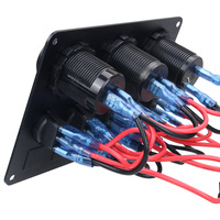 Interruptor de 5 Posiciones con Voltímetro, Cargador USB de 42A y Encendedor de Cigarrillos para Autocaravanas, Autos y Embarcaciones; Pantalla de Voltaje de 12-24V; Alta Potencia
