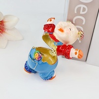 SHINNYGIFTS Boîte à Bijoux en Métal Plaqué Or avec Émail, Figurine Singe, Strass et Design Sucette pour Feng Shui - Vente en Gros