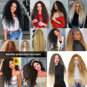 Venta al por mayor suave esponjoso 28 pulgadas Ombre sintético Afro rizado ganchillo trenza pelo brasileño rizos onda trenzado pelo para mujeres - Product Image 6
