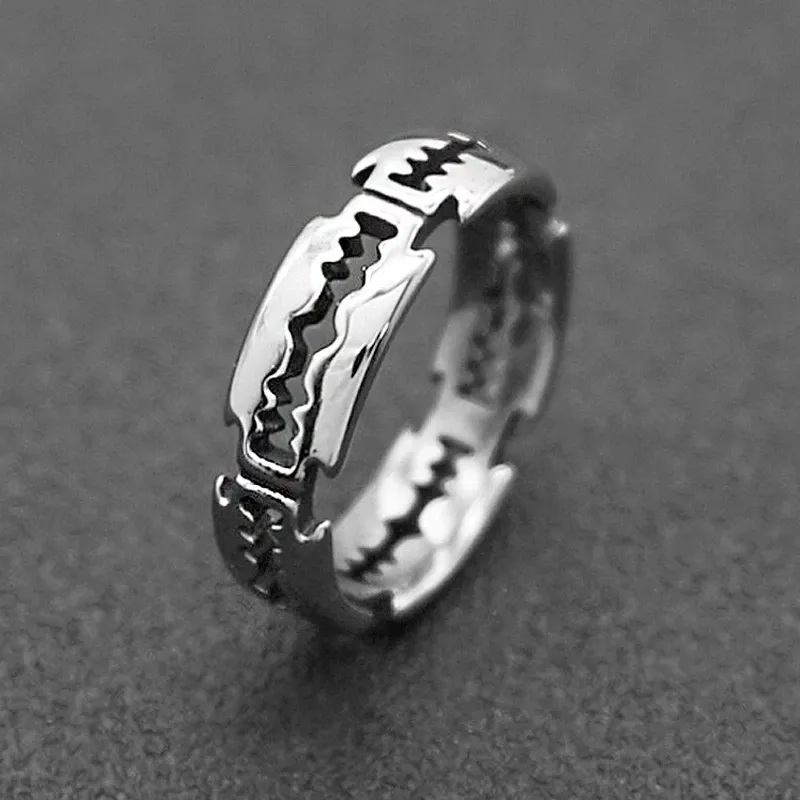 Charm Edelstahl Hip Hop Bladed Ring Mode Punk Rock Schwarz Silber Farbe Ring Liebhaber Paar Ringe
