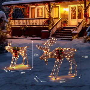 Guirlande lumineuse en cuir DB Moose Family de 1,2 m avec 200 LED, décoration de jardin de Noël, forme de cerf traditionnelle, personnalisable - Product Image 4