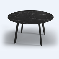 Table à manger moderne carrée avec pieds en métal et plateau en pierre frittée imitation marbre